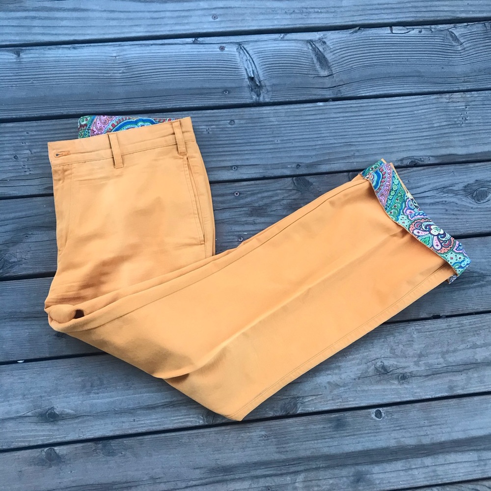 Robert Graham Mustard Yellow Chinos with Paisley Cuff